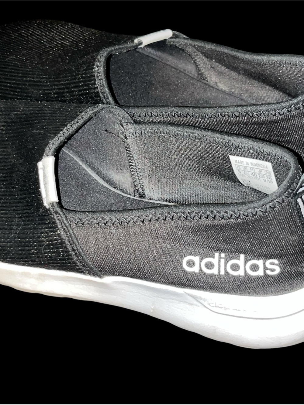 adidas Women Black Knit Slip-On Sneakers with White Soles - Picture 3 of 6